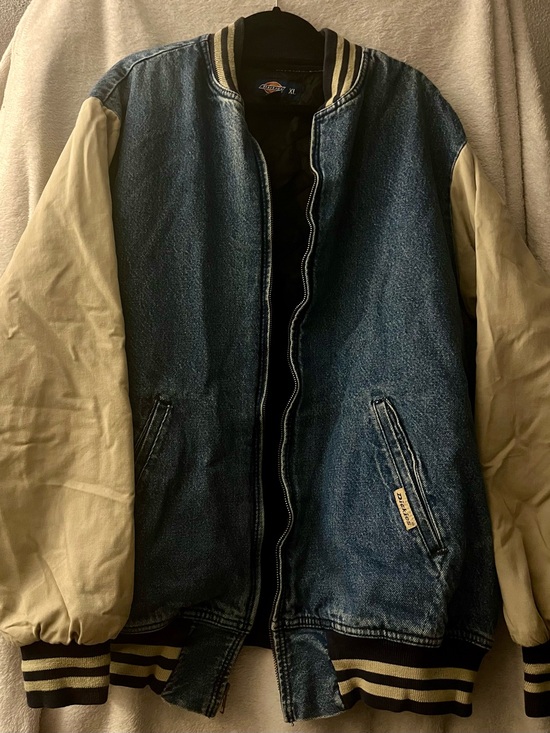 Dickies Other - vintage 90s Dickies Denim Varsity Bomber Jacket XL